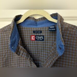 CHAPS Men’s Long-Sleeve Casual Dress Shirt Size XL/TG Office School Gray Blue!